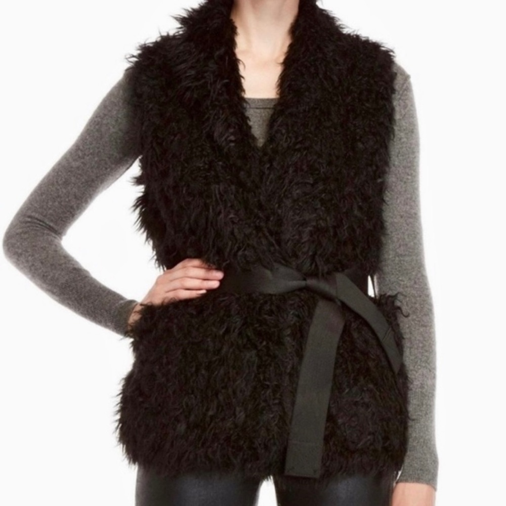 NWT Zadig & Voltaire Fay Faux Fur Belted Vest